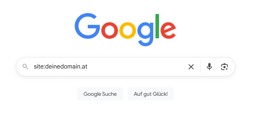 Screenshot: Website Indexierung mit Google site:domain Abfrage prüfen
